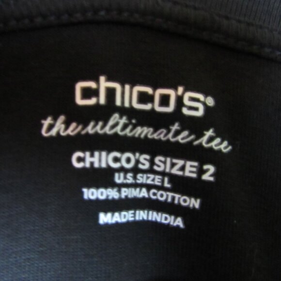 Chico's The Ultimate Tee Black Long Sleeve Shirt Cotton Women's Large - Picture 2 of 4